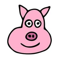 Cartoon Doodle lineares Schwein isoliert auf weißem Hintergrund. vektor