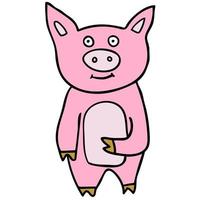 Cartoon Doodle lineares Schwein isoliert auf weißem Hintergrund. vektor