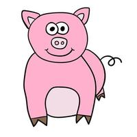 Cartoon Doodle lineares Schwein isoliert auf weißem Hintergrund. vektor