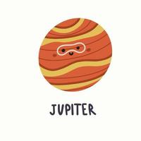 illustration av planeten Jupiter med ansikte i hand rita stil vektor