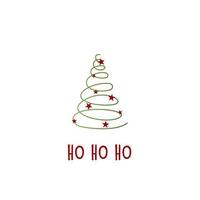 grüne Silhouette eines Weihnachtsbaumes mit roten Sternen auf weißem Hintergrund. Frohe Weihnachten und ein glückliches neues Jahr 2022. Vektor-Illustration. ho ho ho. vektor