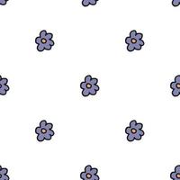 nahtloses Muster. Doodle-Stil handgezeichnet. Natur, Tiere und Elemente. Vektor-Illustration. violette Blumen auf weißem Hintergrund. vektor