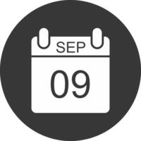 September Glyphe invertiert Symbol vektor