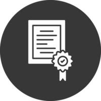 certifikat glyf inverterad ikon vektor