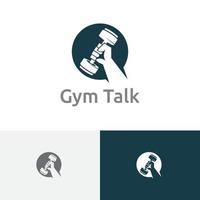 Gym Talk Sportberatungsanwendung starkes Hantellogo vektor