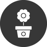 blomma pott glyf omvänd ikon vektor
