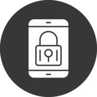 mobil säkerhet glyf inverterad ikon vektor