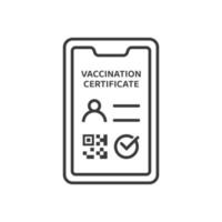 Covid-19 vaccinationscertifikat ikonillustration. internationellt kort eller pass som bevis på att du har vaccinerats mot coronaviruset vektor