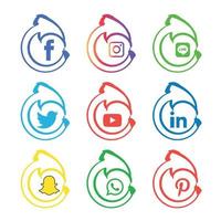 Social Media flache Icons Technologie, Netzwerk. Hintergrund-Gruppe Smiley-Gesicht-Verkauf. teilen, mögen, vektorillustration twitter, youtube, whatsapp, snapchat, facebook, instagram, tick tack, tok vektor