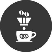 kaffe filtrera glyf omvänd ikon vektor
