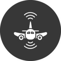 flygplan glyf inverterad ikon vektor