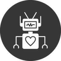 Roboter-Glyphe invertiertes Symbol vektor