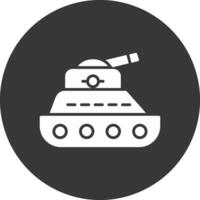 Tank-Glyphe invertiertes Symbol vektor