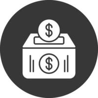 Geld Box Glyphe invertiert Symbol vektor