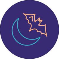 Halloween Mond Linie zwei Farbe Kreis Symbol vektor