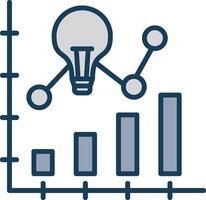 bar Diagram linje fylld grå ikon vektor