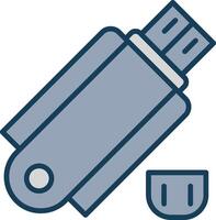 USB Stick Linie gefüllt grau Symbol vektor