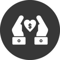 välgörenhet donation glyf omvänd ikon vektor