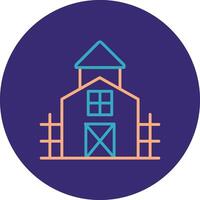 Bauernhaus Linie zwei Farbe Kreis Symbol vektor