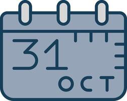 oktober 31: a linje fylld grå ikon vektor