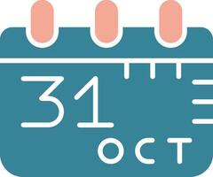 oktober 31: a glyf två Färg ikon vektor