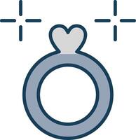 Hochzeit Ring Linie gefüllt grau Symbol vektor