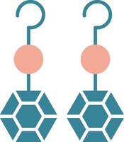 örhängen glyf två Färg ikon vektor