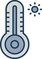 termometer linje fylld grå ikon vektor