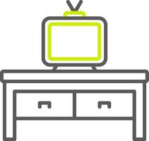 TV-Tischlinie zweifarbiges Symbol vektor