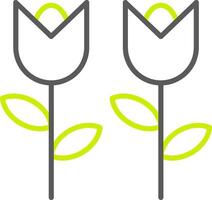 Blumen Linie zweifarbiges Symbol vektor