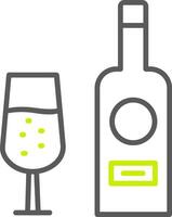 Wein Flasche Linie zwei Farbe Symbol vektor