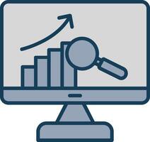 Daten Analyse Linie gefüllt grau Symbol vektor