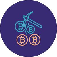 Bitcoin Bergbau Linie zwei Farbe Kreis Symbol vektor