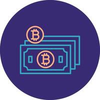 Bitcoin Kasse Linie zwei Farbe Kreis Symbol vektor