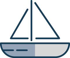 Segeln Boot Linie gefüllt grau Symbol vektor