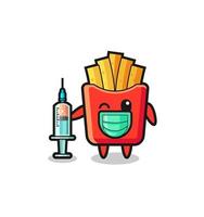 pommes frites maskot som vaccinator vektor