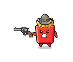 der Pommes-Cowboy schießt mit einer Waffe vektor