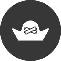pirat hatt glyf omvänd ikon vektor