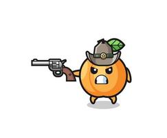 der Aprikosen-Cowboy schießt mit einer Waffe vektor