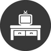 Fernseher Tabelle Glyphe invertiert Symbol vektor