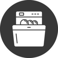 maträtt tvättning glyf omvänd ikon vektor