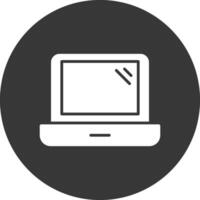laptop glyf inverterad ikon vektor