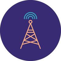 Radio Turm Linie zwei Farbe Kreis Symbol vektor