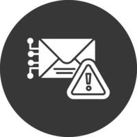 Warnung Mail Glyphe invertiert Symbol vektor