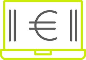 euro bärbar dator linje två Färg ikon vektor