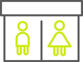 Öffentlichkeit Toilette Linie zwei Farbe Symbol vektor