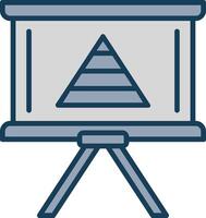 Pyramide Diagramm Linie gefüllt grau Symbol vektor