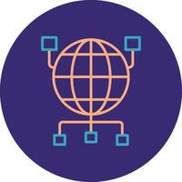 global Organisation Linie zwei Farbe Kreis Symbol vektor