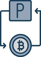 Bitcoin Paypal Linie gefüllt grau Symbol vektor