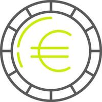 Euro Münze Linie zwei Farbe Symbol vektor